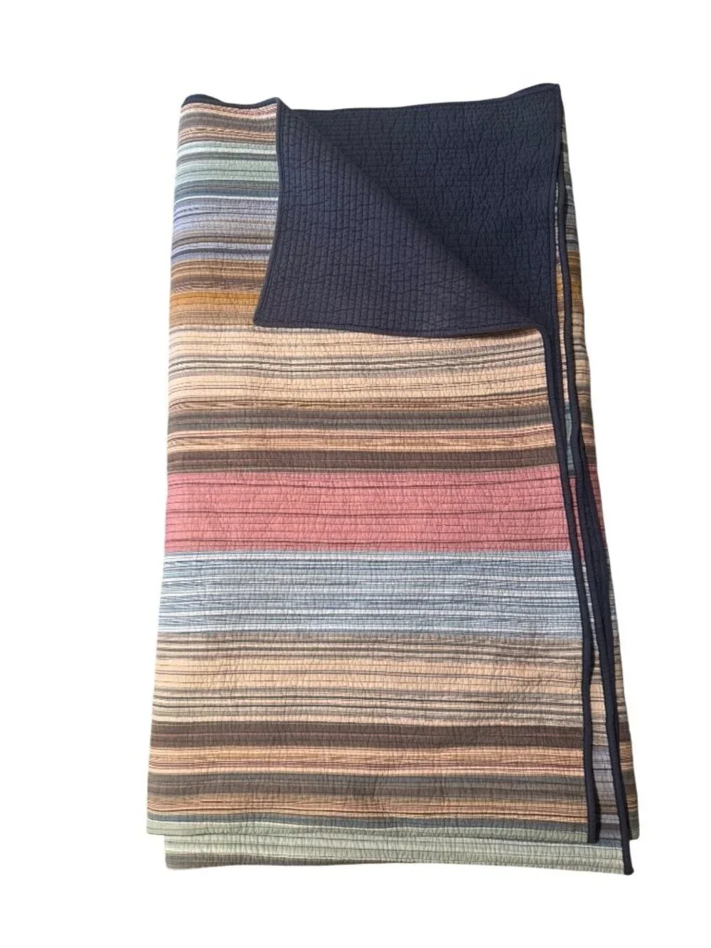 RetroChic Reversible Striped Comforter 95x106 King Queen Quilt Blanket Bedspread